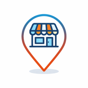 Home map pin with storefront icon